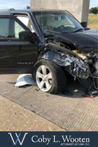Car with damaged front end in Houston, TX