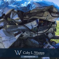 Heavily damaged car after rear-end accident in Forth Worth, Texas